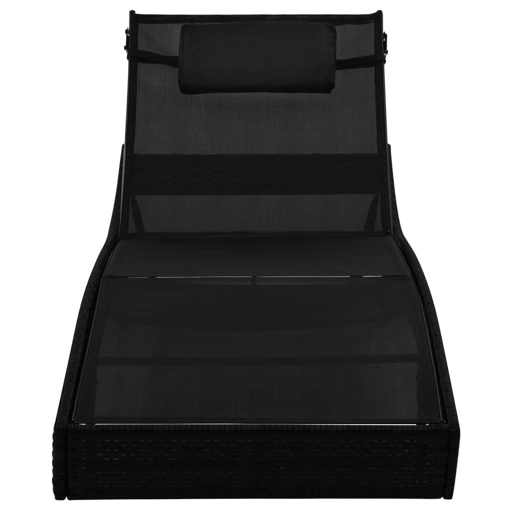 Vidaxl - Chaise longue 2 pcs et table Résine tressée et textilène Noir vidaXL 44893 - Image 7