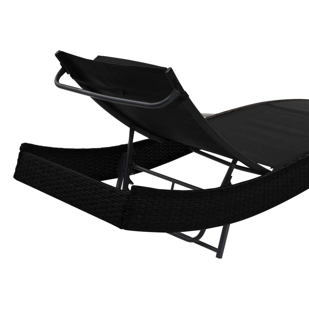Vidaxl - Chaise longue 2 pcs et table Résine tressée et textilène Noir vidaXL 44893 - Image 8