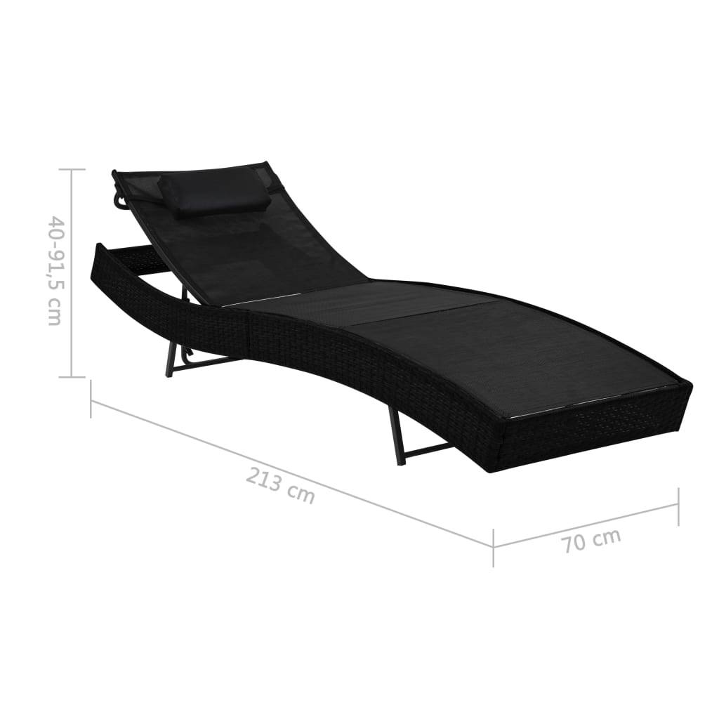 Vidaxl - Chaise longue 2 pcs et table Résine tressée et textilène Noir vidaXL 44893 - Image 3