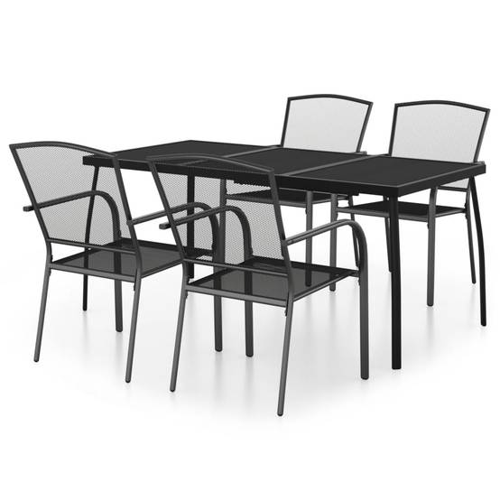 Ensemble Table et Chaises de Jardin 4 Places Acier Traité Grande Table 165cm et Chaises Empilables Anthracite – ComfortXL Outdoor Living - Image 2