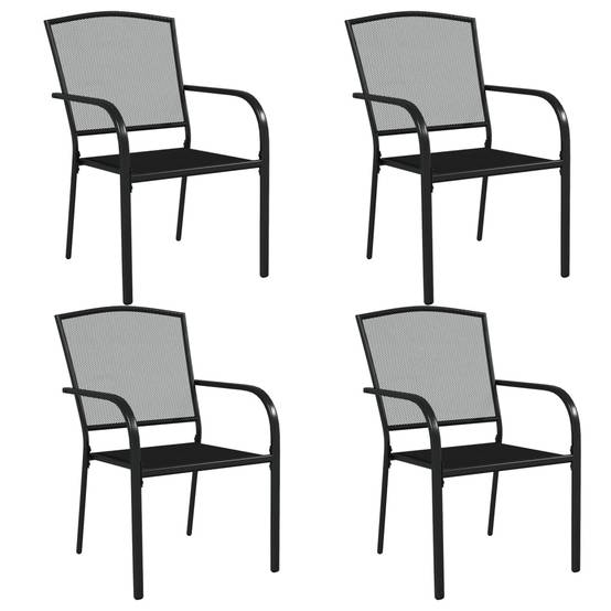Ensemble Table et Chaises de Jardin 4 Places Acier Traité Grande Table 165cm et Chaises Empilables Anthracite – ComfortXL Outdoor Living - Image 4