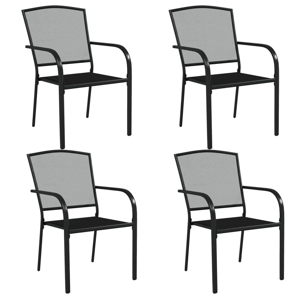 Ensemble Table et Chaises de Jardin 4 Places Acier Traité Grande Table 165cm et Chaises Empilables Anthracite – ComfortXL Outdoor Living - Image 4