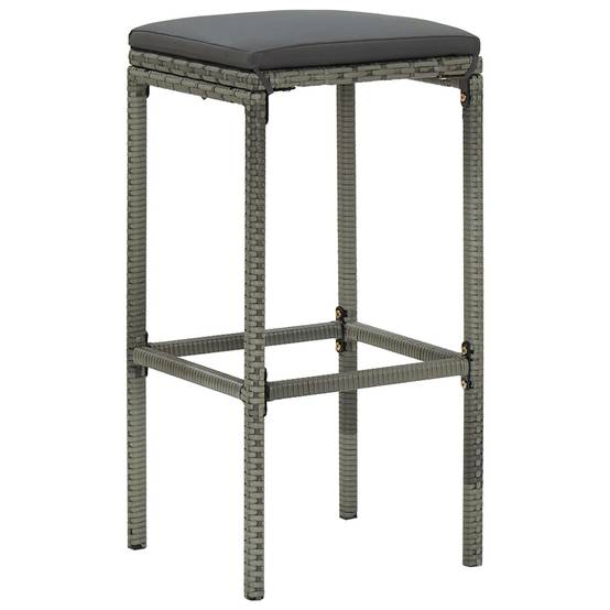 Ensemble de bar de jardin 3 pcs | Mobilier d'extérieur et coussins Résine tressée Gris Maison Chic - Image 8