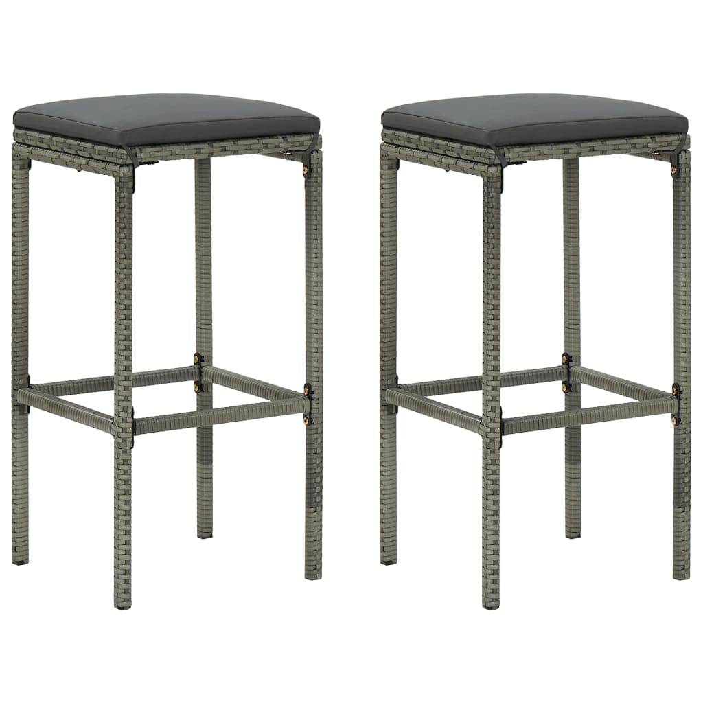 Ensemble de bar de jardin 3 pcs | Mobilier d'extérieur et coussins Résine tressée Gris Maison Chic - Image 7