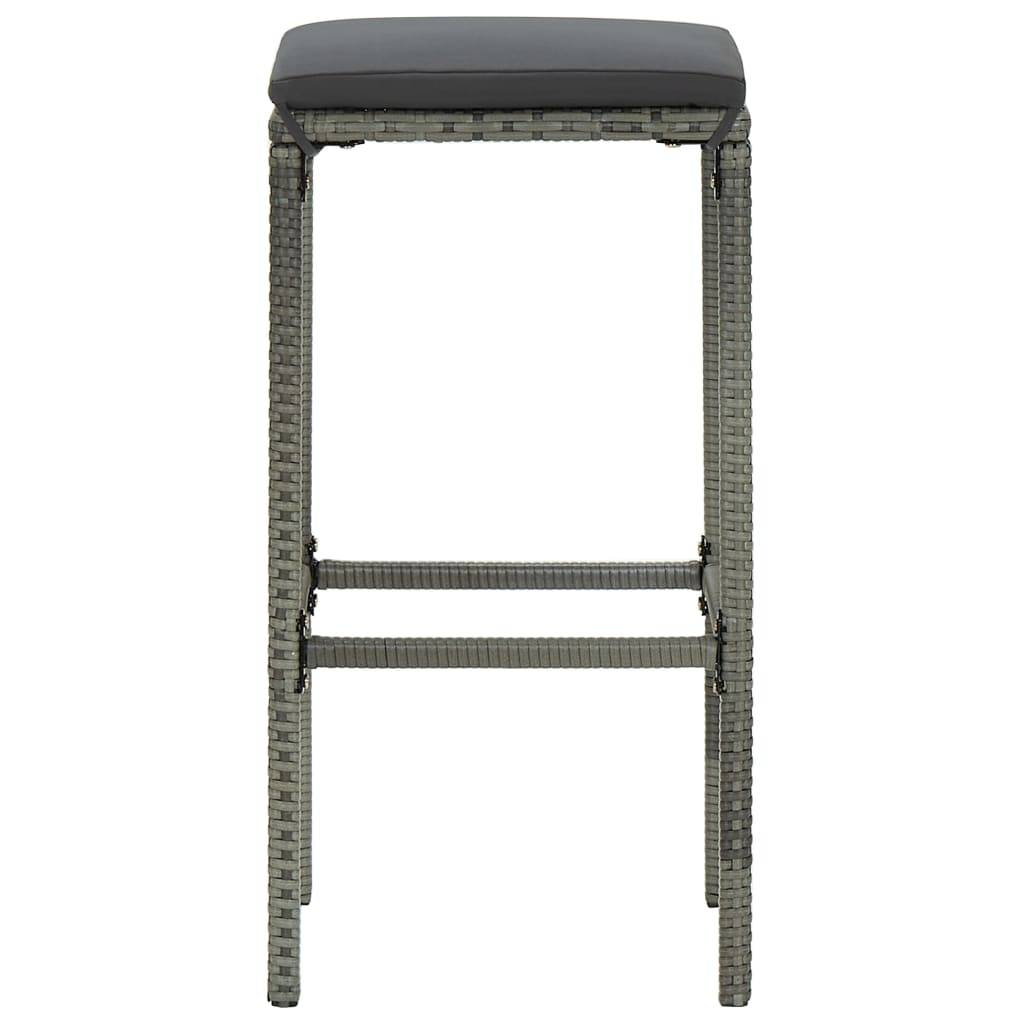Ensemble de bar de jardin 3 pcs | Mobilier d'extérieur et coussins Résine tressée Gris Maison Chic - Image 10