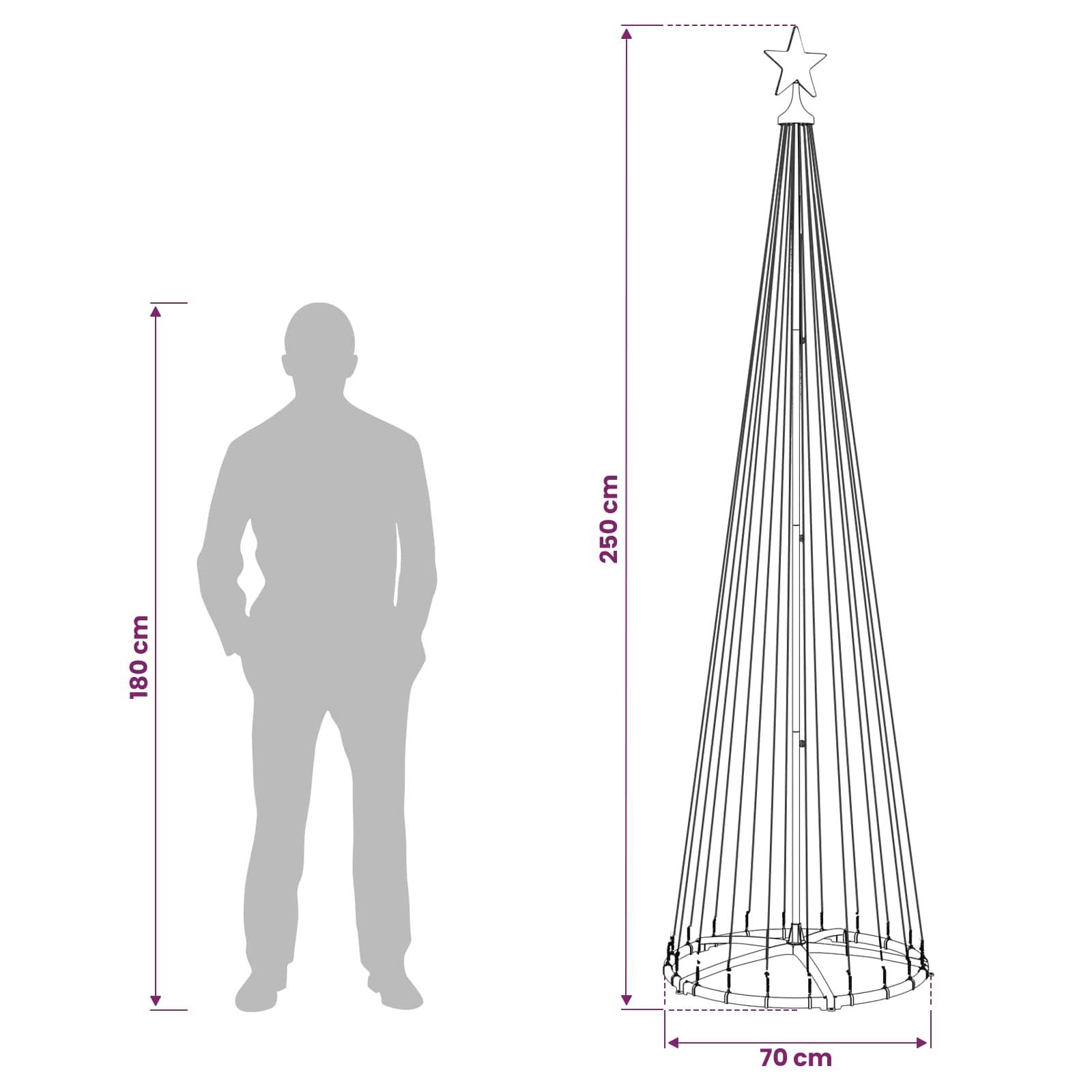 Vidaxl - Sapin cône lumineux LED 250 cm 470 LED Blanc chaud Acier Blanc vidaXL 42050803 - Image 3