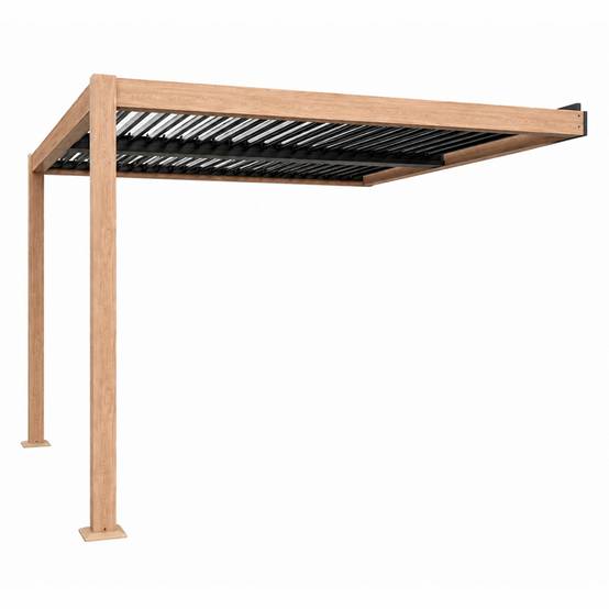 Pergola bioclimatique 3x3m adossée effet bois SIFNOS - Image 1