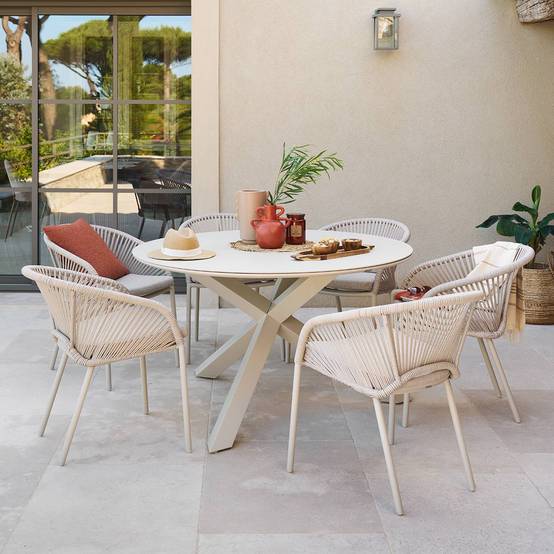 Hesperide - Table de jardin 6 places Oryon D130cm argile Hespéride - Image 1