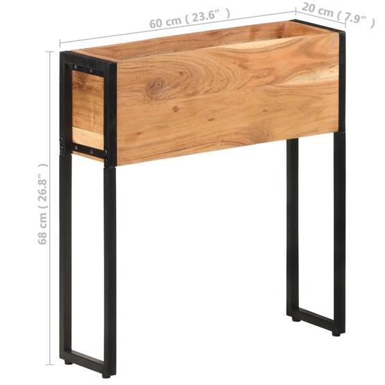 Jardinière bois d'acacia et acier naturel et noir 60 x 20 x 68 cm - PANGIVO - Image 8