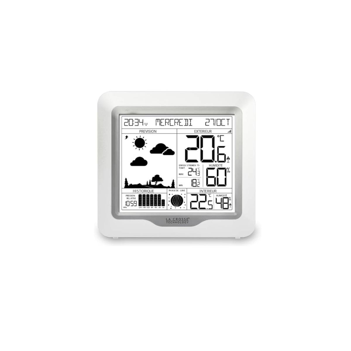 La Crosse Technology - Station météo sans fil avec écran lcd WS6823WHI-SIL La Crosse Technology - Image 2