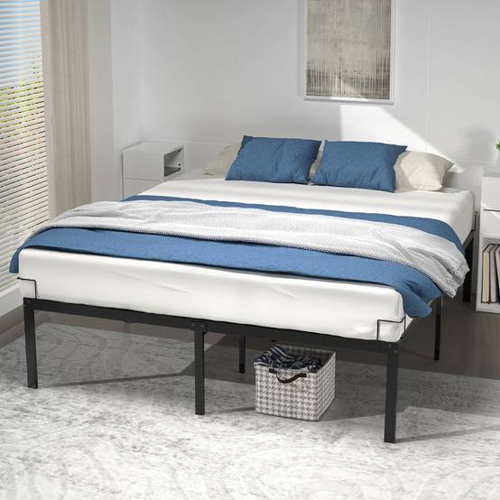 Vounot - Cadre de lit metal avec fixation sommier et hauteur 36cm 180x200cm noir - Image 1