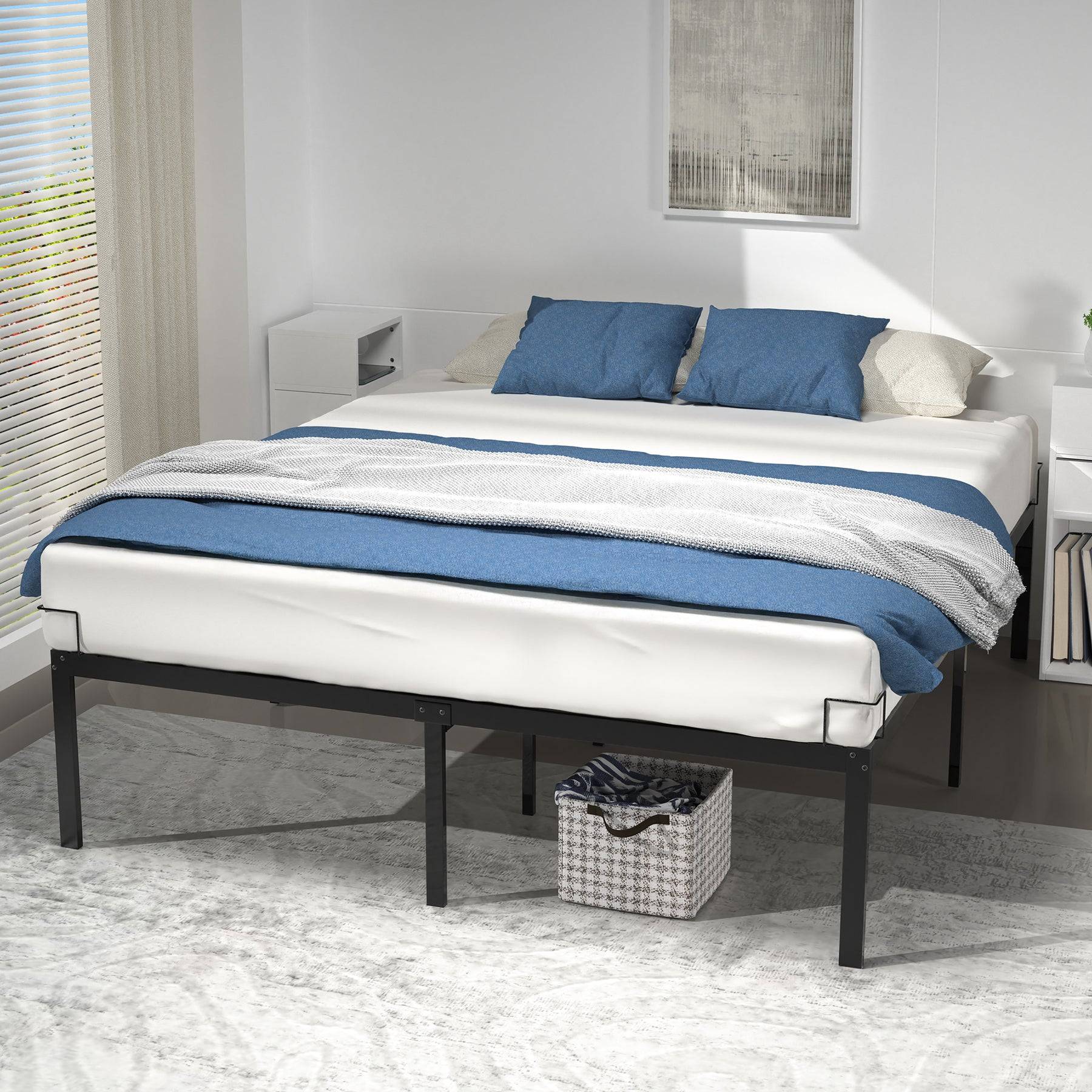 Vounot - Cadre de lit metal avec fixation sommier et hauteur 36cm 180x200cm noir - Image 1