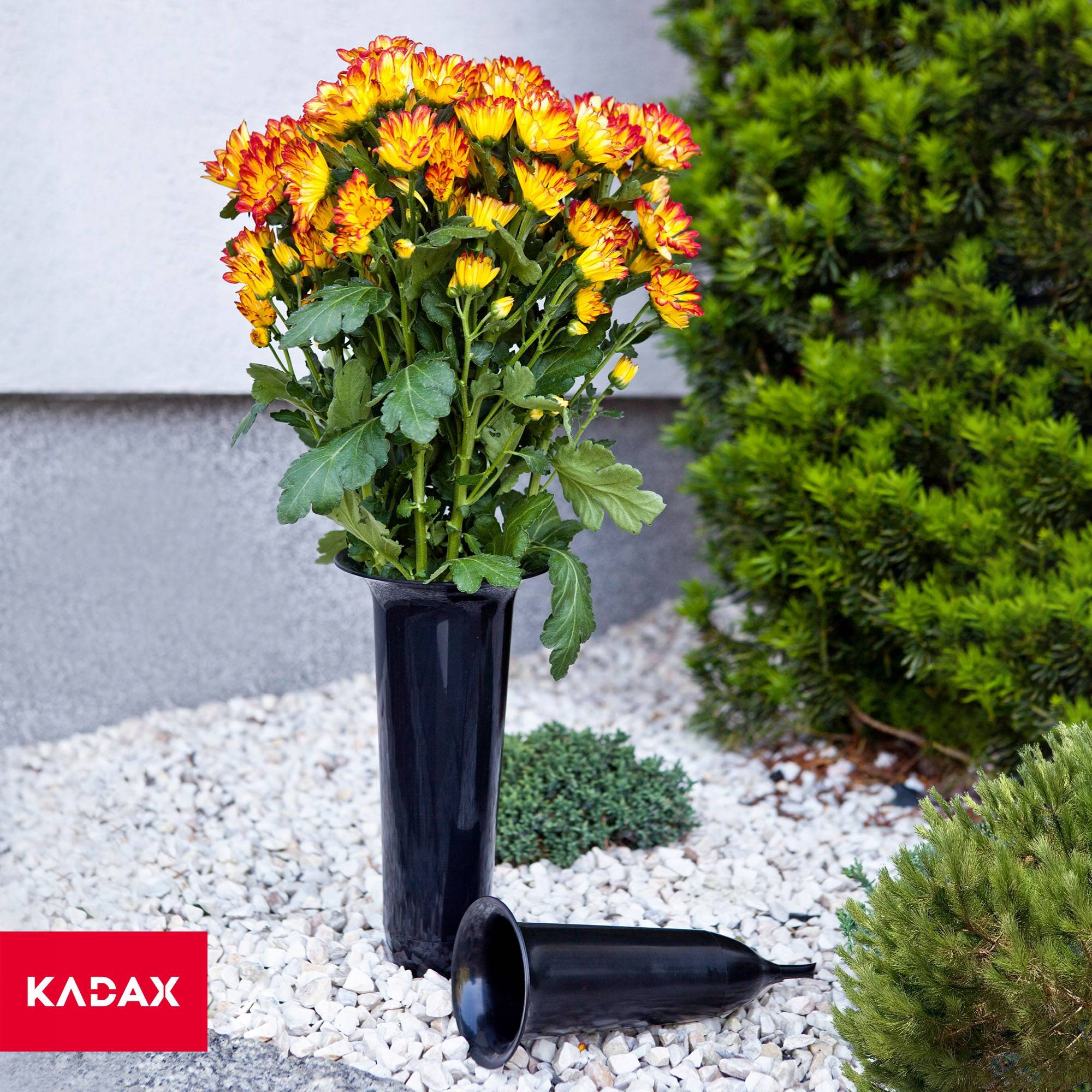 Vase flacon pour pierre tombale de cimetière 35 cm pierre tombale pour fleurs noir - Image 6