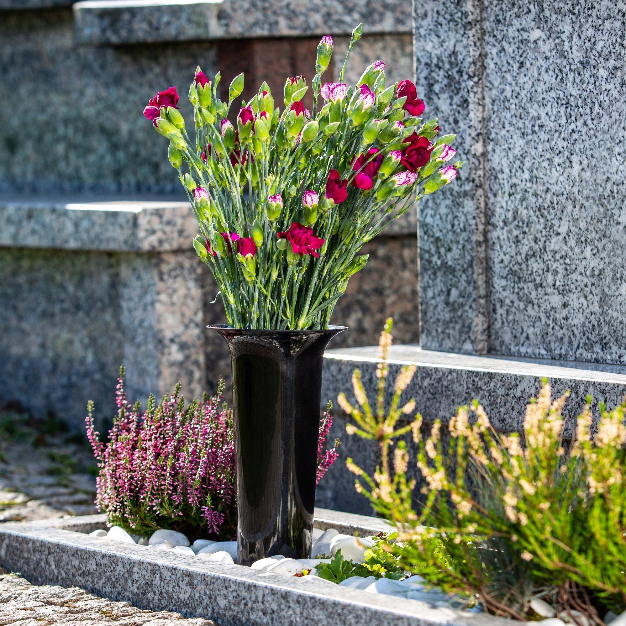 Vase flacon pour pierre tombale de cimetière 35 cm pierre tombale pour fleurs noir - Image 8