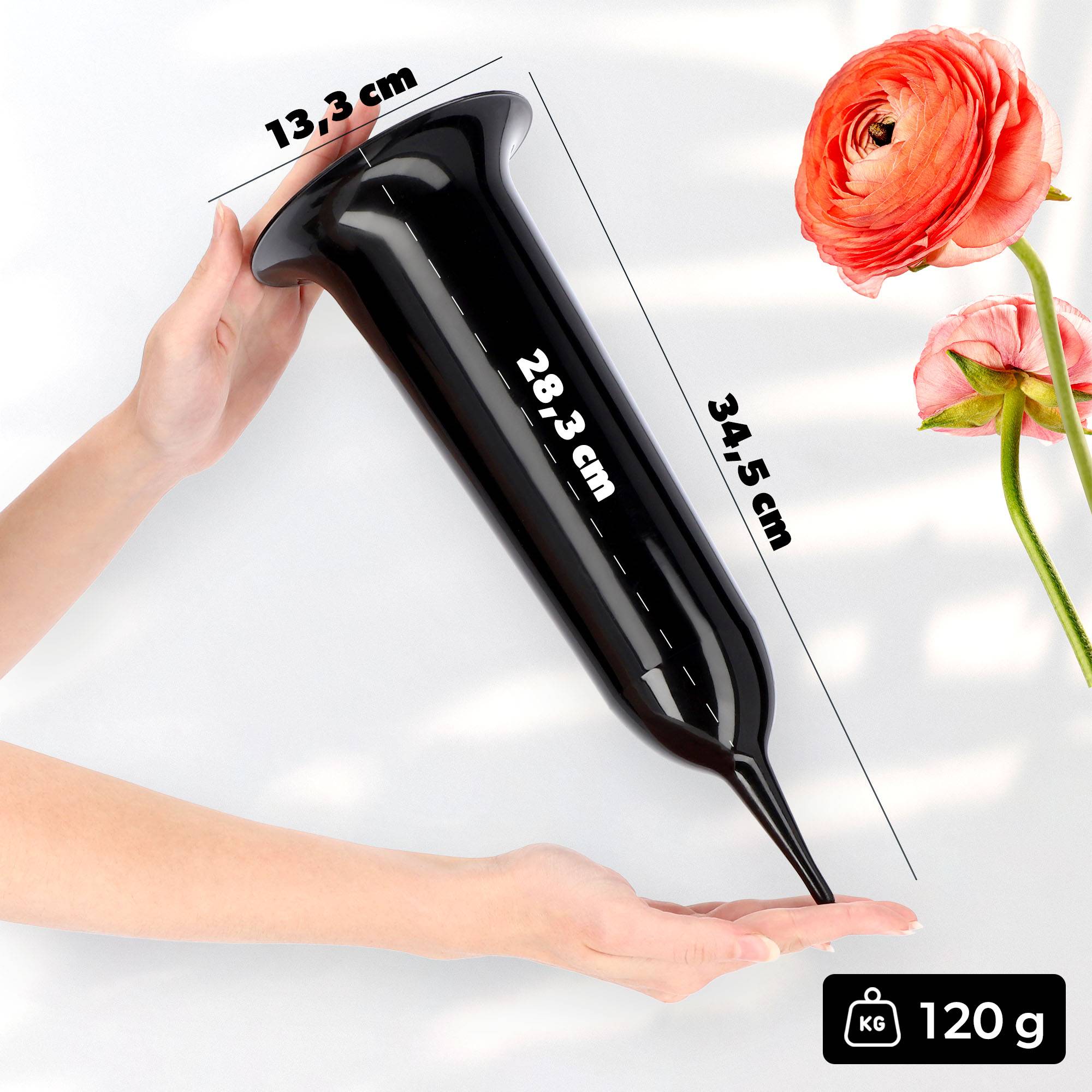 Vase flacon pour pierre tombale de cimetière 35 cm pierre tombale pour fleurs noir - Image 2
