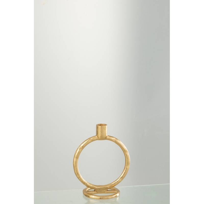 Bougeoir anneau en aluminium doré 15.5x10x19 cm - J-Line