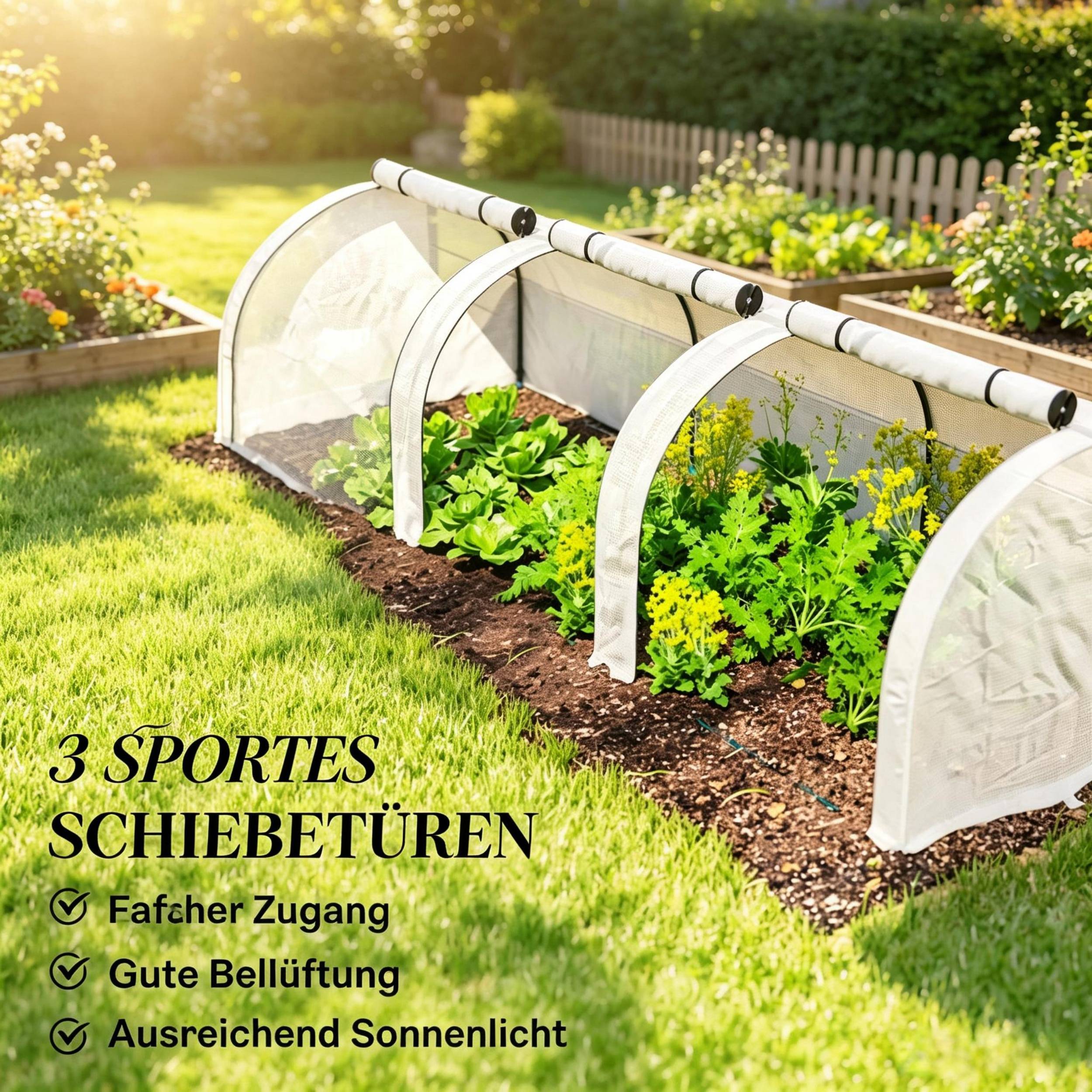 ComfortXL - Serre tunnel de jardin acier PE 295 x 100 x 80 cm blanche potager anti-UV pluie - ComfortXL Outdoor Living - Image 7