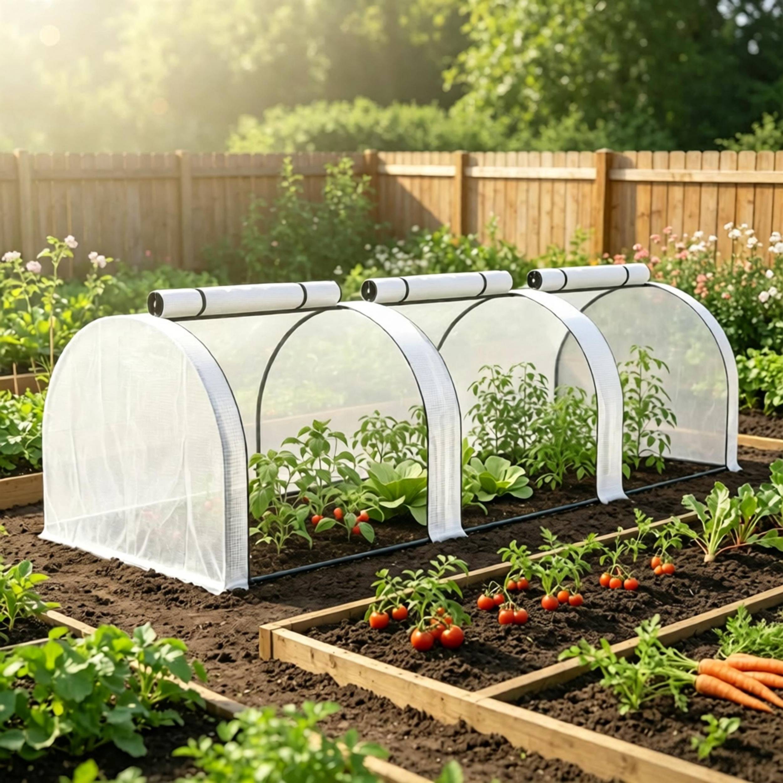 ComfortXL - Serre tunnel de jardin acier PE 295 x 100 x 80 cm blanche potager anti-UV pluie - ComfortXL Outdoor Living - Image 4