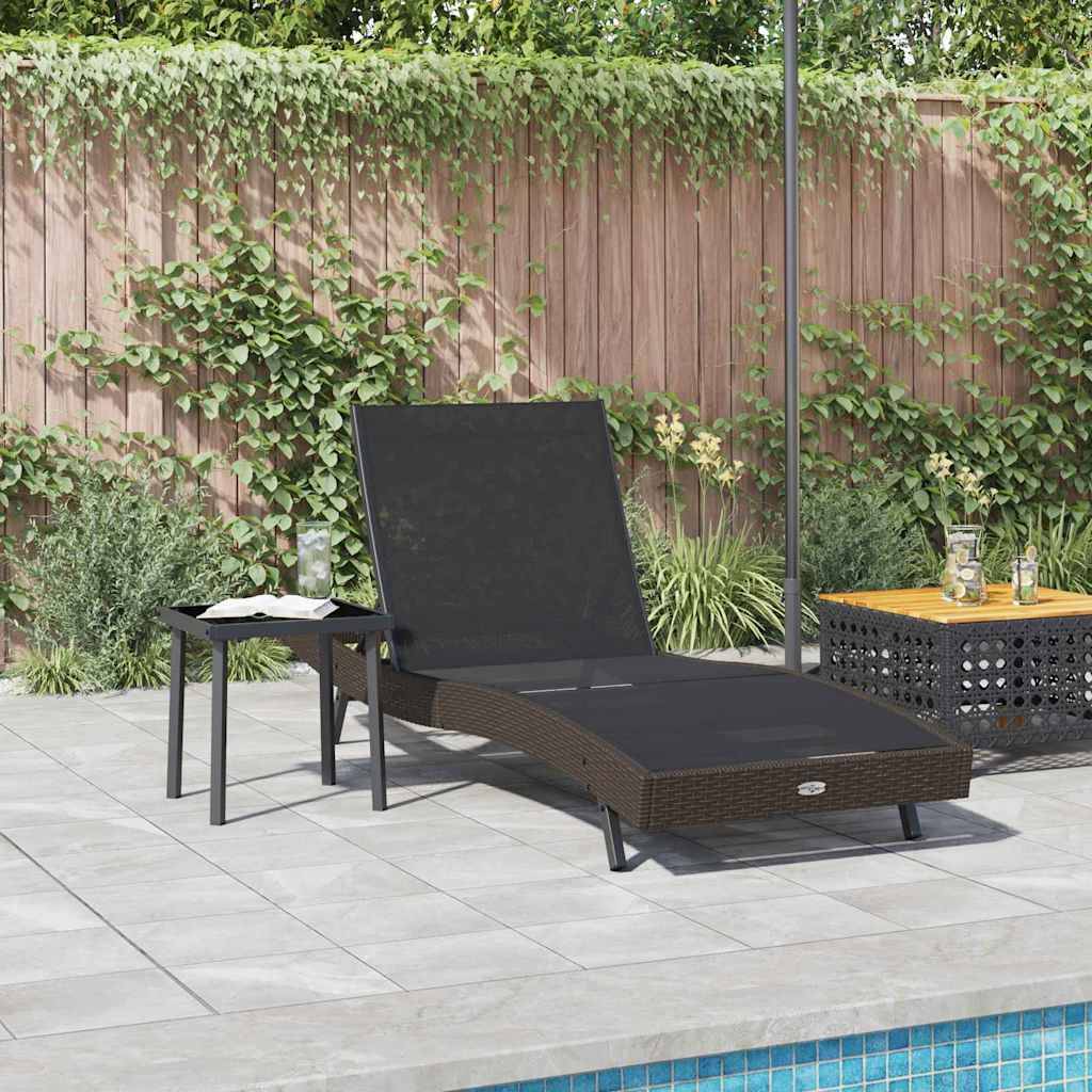 PANGIVO - Transat polyrotin Noir et Marron 197 x 70 x 82 cm avec Table 40 x 40 x 40,5 cm - PANGIVO - Image 4