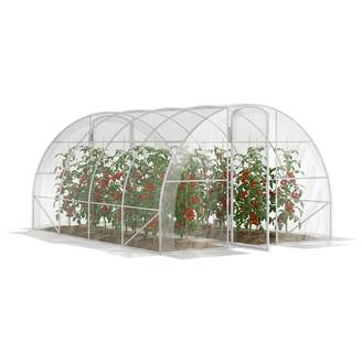 Serre tunnel 12m² 4 x 3 x 2 m, acier galvanisé, bâche PE 150g/m², 2 portes à charnières pour plantes