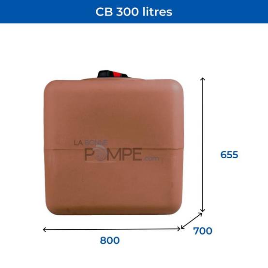Cuve récupération eau de pluie 300L - Réservoir aérien cubique Terracotta - Polyéthylène - ELBI CB - Image 2