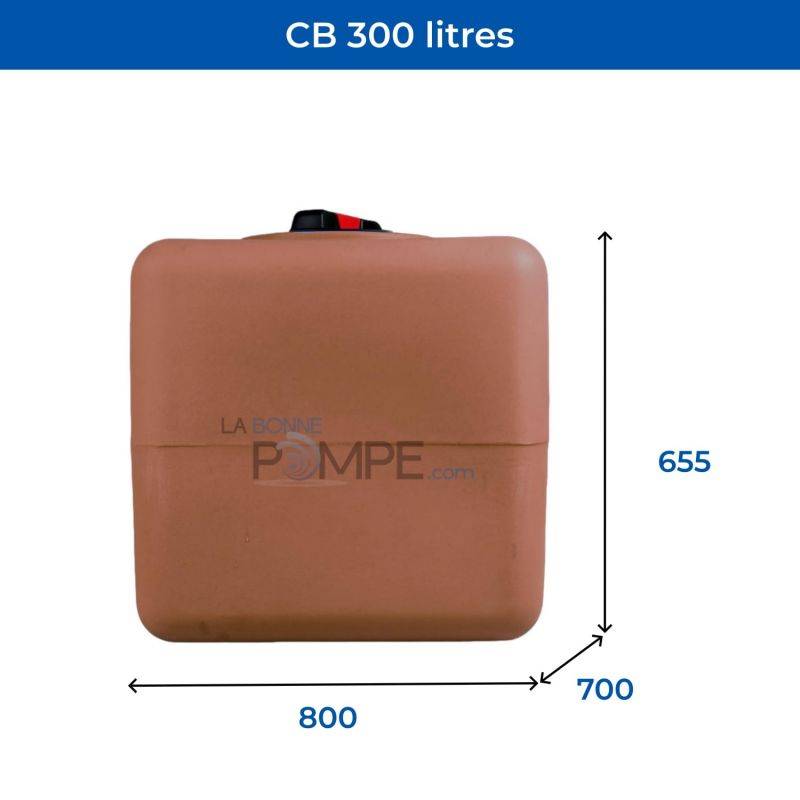 Cuve récupération eau de pluie 300L - Réservoir aérien cubique Terracotta - Polyéthylène - ELBI CB - Image 2