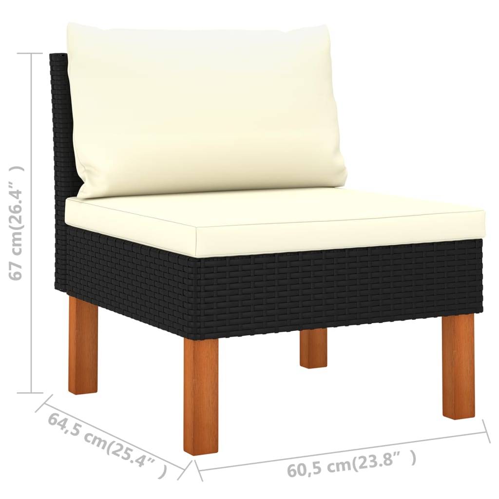 Helloshop26 - Salon de jardin meuble d'extérieur ensemble de mobilier 4 pièces avec coussins résine tressée noir - Image 7
