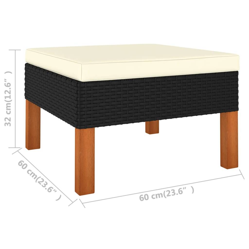 Helloshop26 - Salon de jardin meuble d'extérieur ensemble de mobilier 4 pièces avec coussins résine tressée noir - Image 6