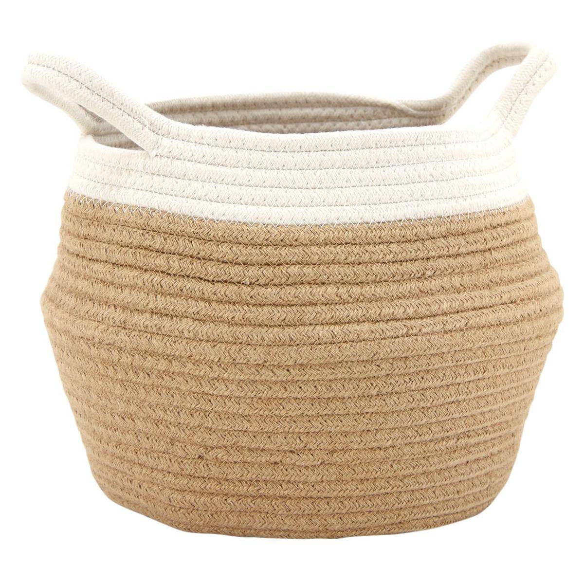 Aubry Gaspard - Set de 3 corbeilles en corde blanc et naturel avec 2 anses - Image 1
