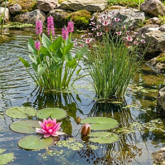 0 - Set Bassin Complet Rose - 9 Plantes (incl. Lys) 3 Paniers Accessoires - Image 2
