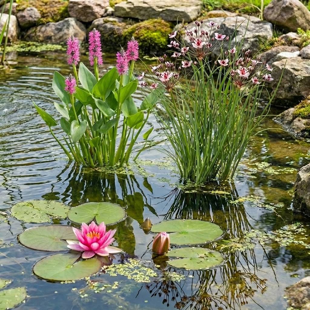0 - Set Bassin Complet Rose - 9 Plantes (incl. Lys) 3 Paniers Accessoires - Image 2