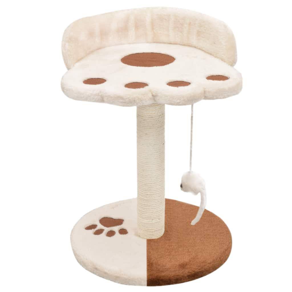 Helloshop26 - Arbre à chat griffoir grattoir niche jouet animaux peluché en sisal 40 cm beige et marron - Image 1