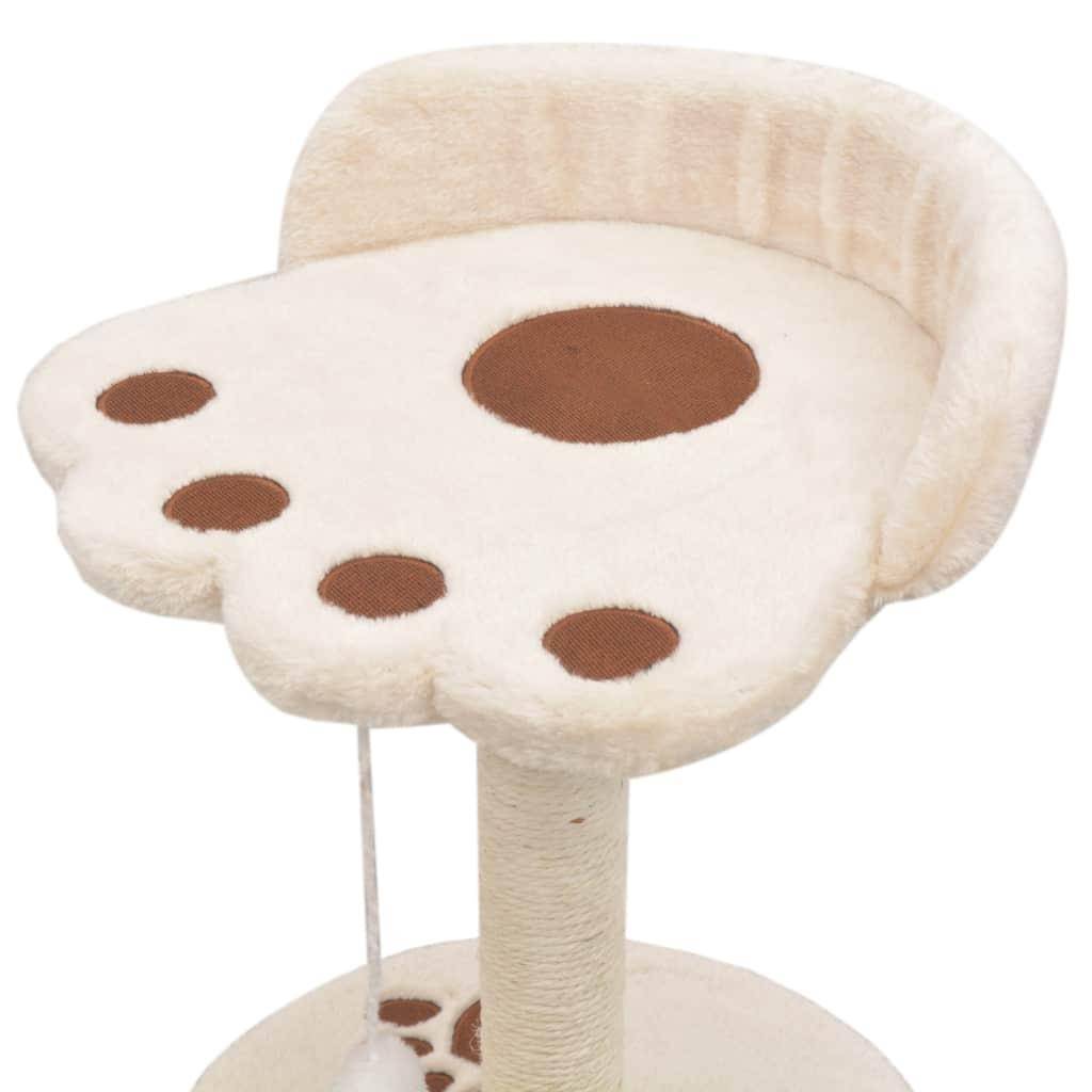 Helloshop26 - Arbre à chat griffoir grattoir niche jouet animaux peluché en sisal 40 cm beige et marron - Image 4