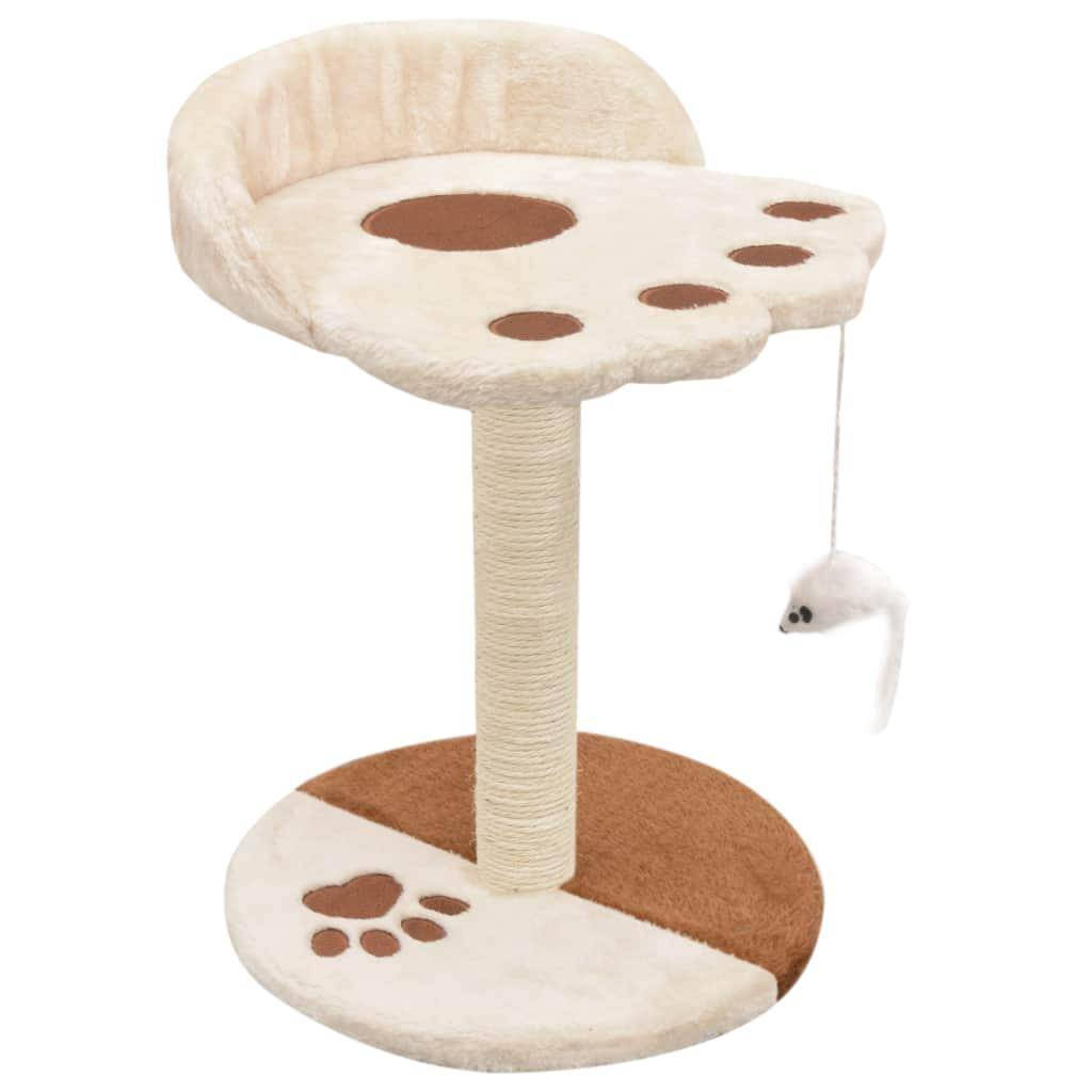 Helloshop26 - Arbre à chat griffoir grattoir niche jouet animaux peluché en sisal 40 cm beige et marron - Image 2