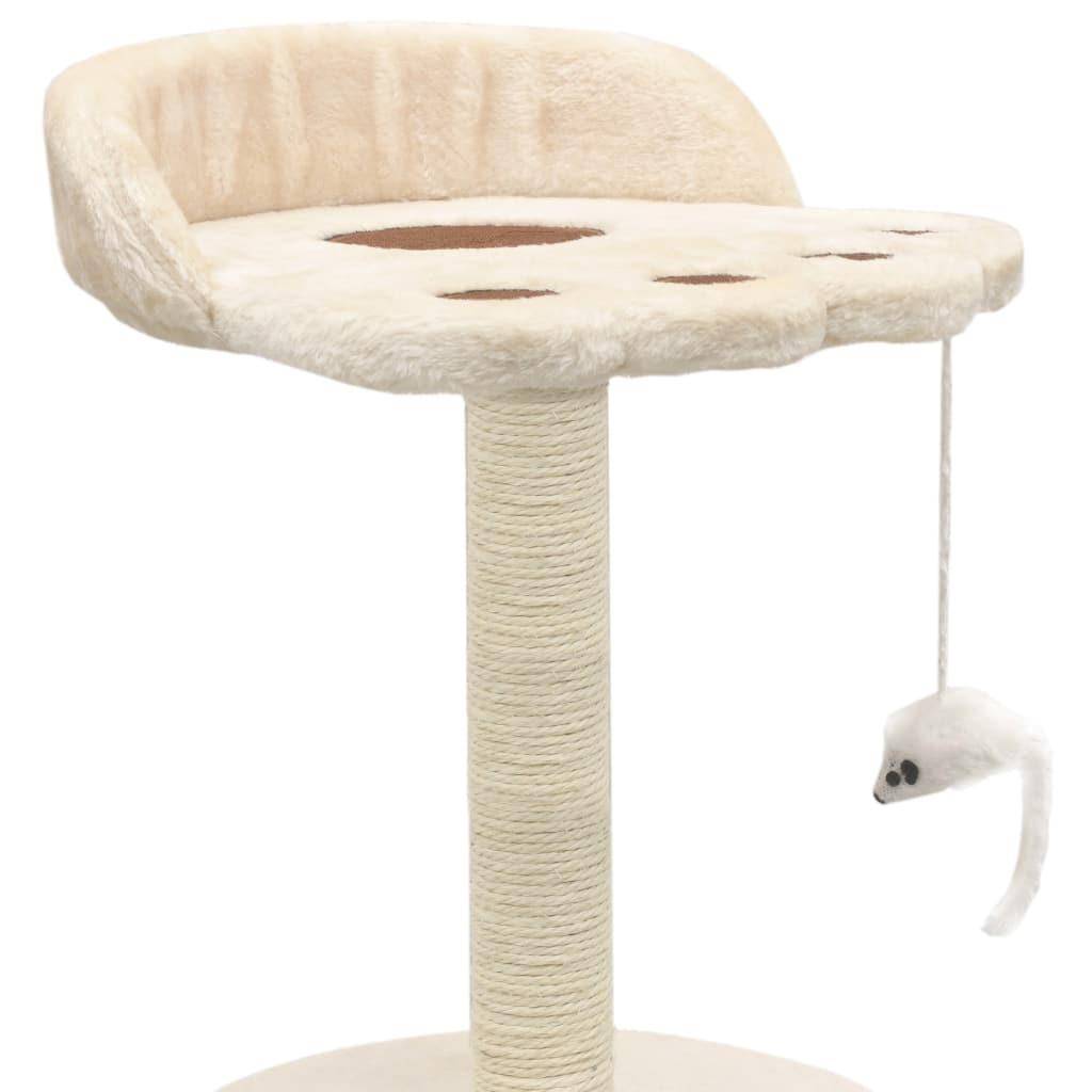 Helloshop26 - Arbre à chat griffoir grattoir niche jouet animaux peluché en sisal 40 cm beige et marron - Image 3