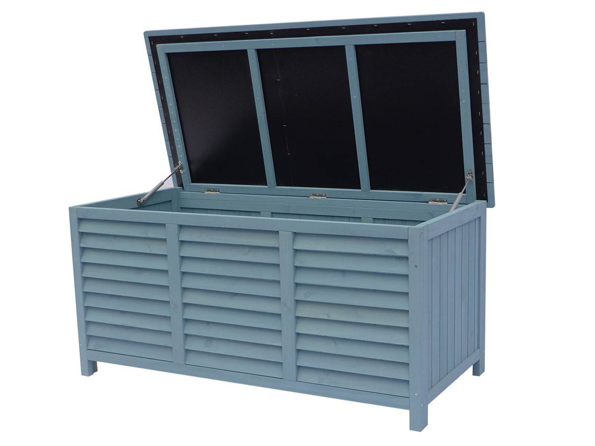 Coffre De Jardin En Bois "macao" - 130 X 64 X 60 Cm - Bleu Ciel -habitat Et Jardin - Image 2
