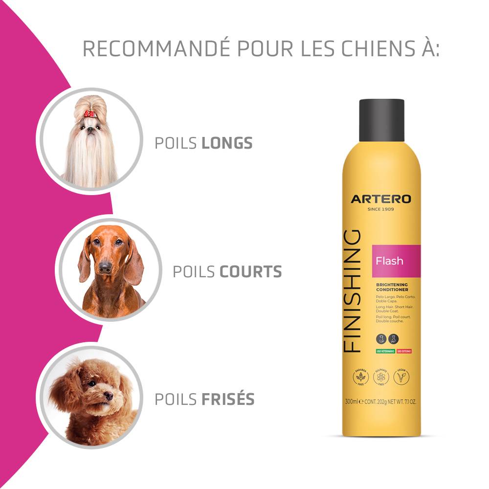 Artero Flash. Après-shampoing et spray rehausseur de brillance pour chiens et chats - Image 3