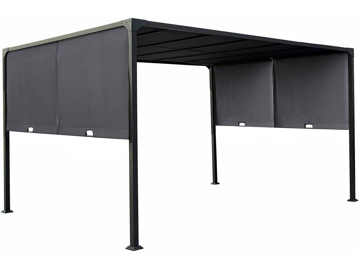 Pergola Avec Toit Coulissant En Métal "courtenay" - 3 X 4 M - Gris -habitat Et Jardin - Image 1