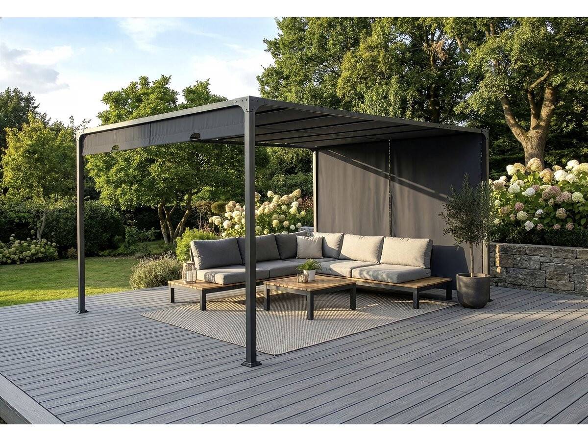 Pergola Avec Toit Coulissant En Métal "courtenay" - 3 X 4 M - Gris -habitat Et Jardin - Image 2