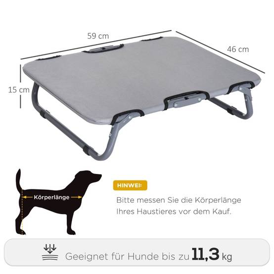 Lit de Camp Chien Surélevé Acier Pliable Petit Chien Chat Extérieur Gris 59x46cm - ComfortXL Pet Living - Image 3