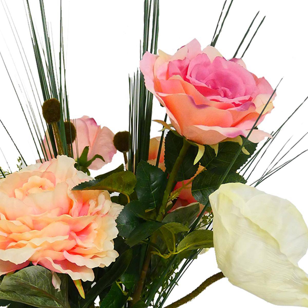 Bouquet artificiel création fleuriste H 70 cm rose sentimental - Gamm vert