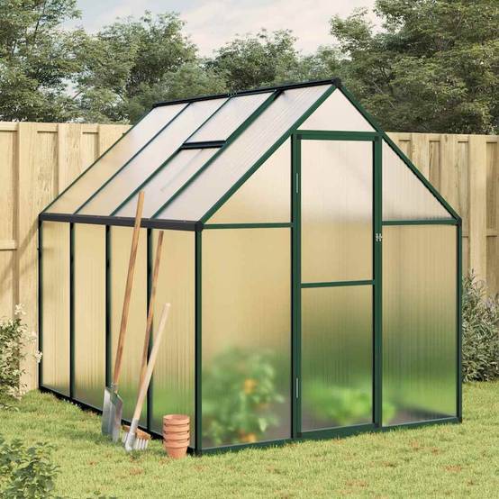 Serre aluminium et polycarbonate vert 224 x 169 x 195 cm - PANGIVO - Image 1