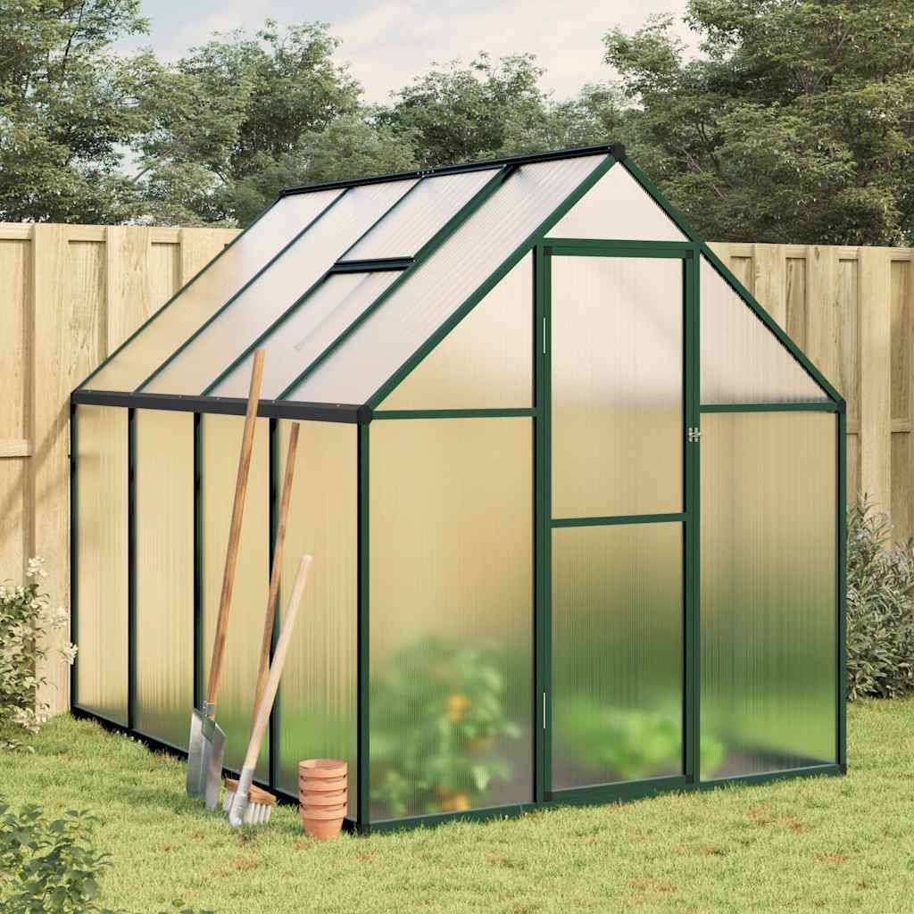 Serre aluminium et polycarbonate vert 224 x 169 x 195 cm - PANGIVO - Image 1