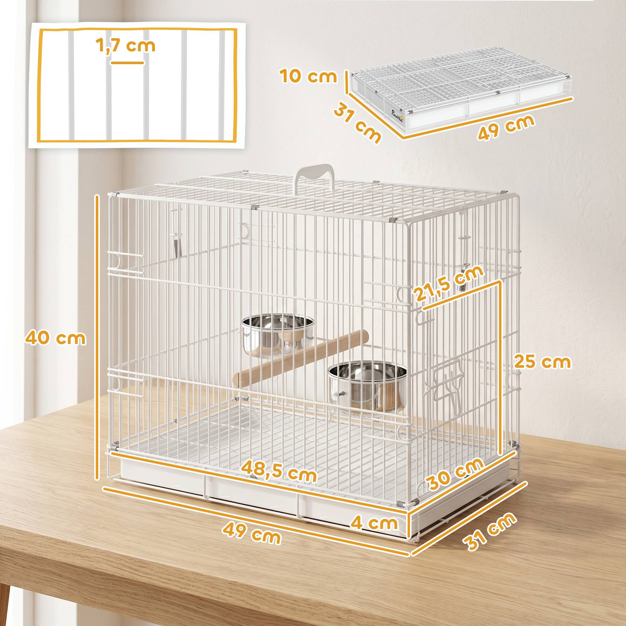 Sans Marque - Tragbarer faltbarer Vogelkäfig für Reisen, mit Sitzstange aus Holz und Edelstahlschalen, geeignet für kleine Vögel - Image 5
