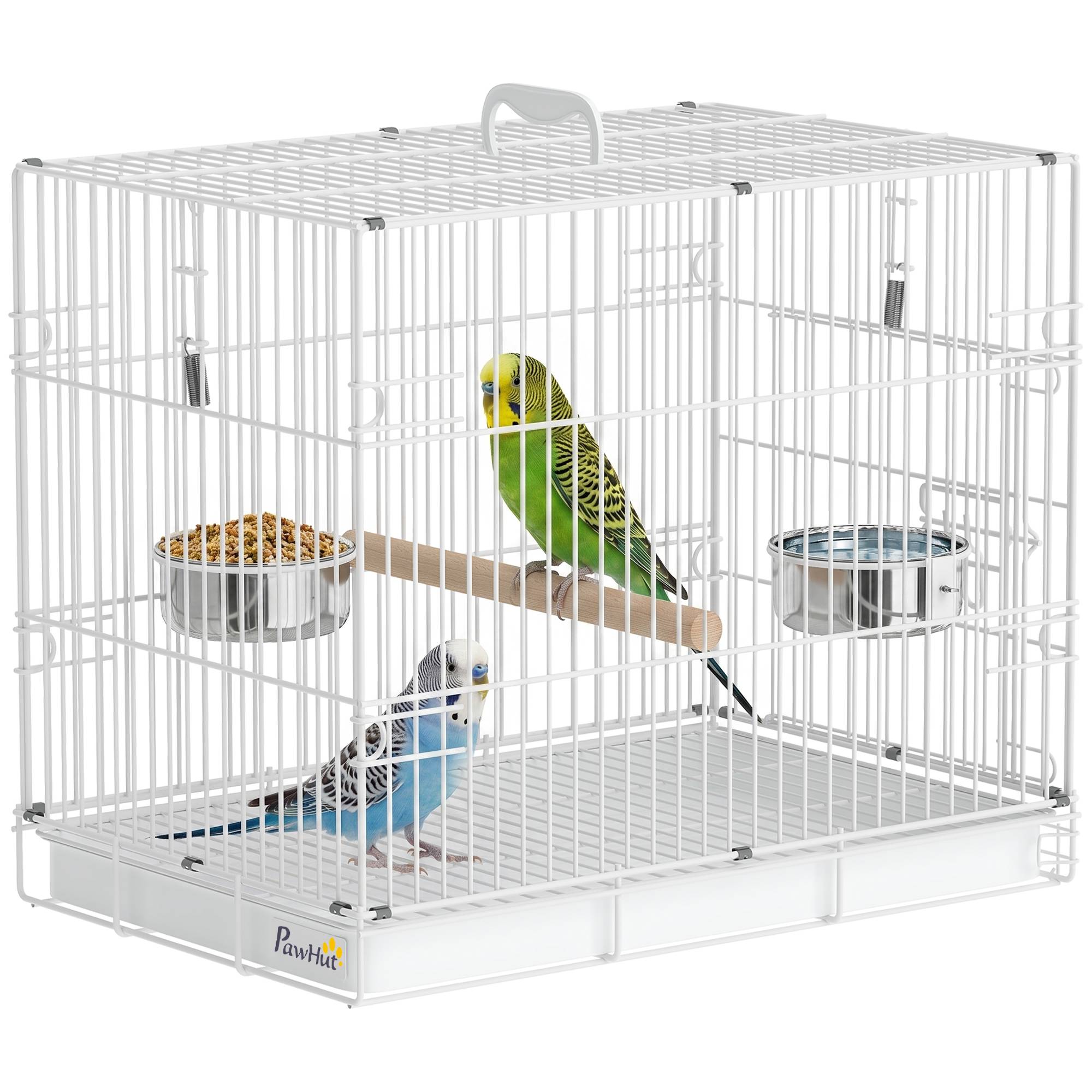 Sans Marque - Tragbarer faltbarer Vogelkäfig für Reisen, mit Sitzstange aus Holz und Edelstahlschalen, geeignet für kleine Vögel - Image 1