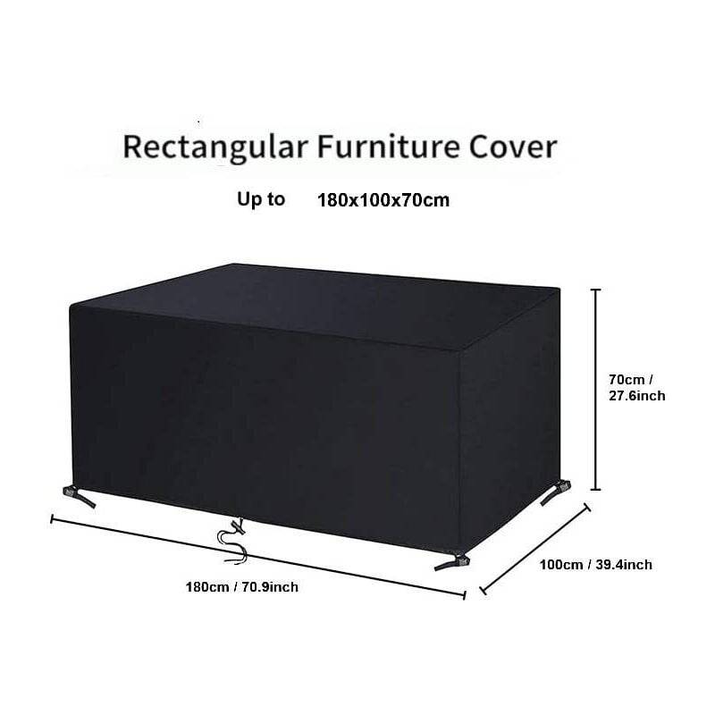 IntiMeg - Housse de protection pour table de jardin Oxford 420D - Imperméable, coupe-vent, protection UV, résistante au froid (180 x 100 x 70 cm) IntiMeg - Image 3