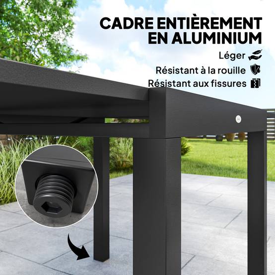 Salon de jardin aluminium gris 180 x 80 x 75 cm - PANGIVO - Image 9