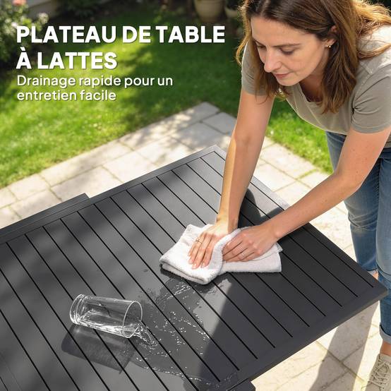 Salon de jardin aluminium gris 180 x 80 x 75 cm - PANGIVO - Image 8