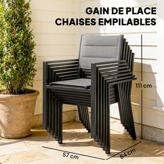 Salon de jardin aluminium gris 180 x 80 x 75 cm - PANGIVO - Image 10