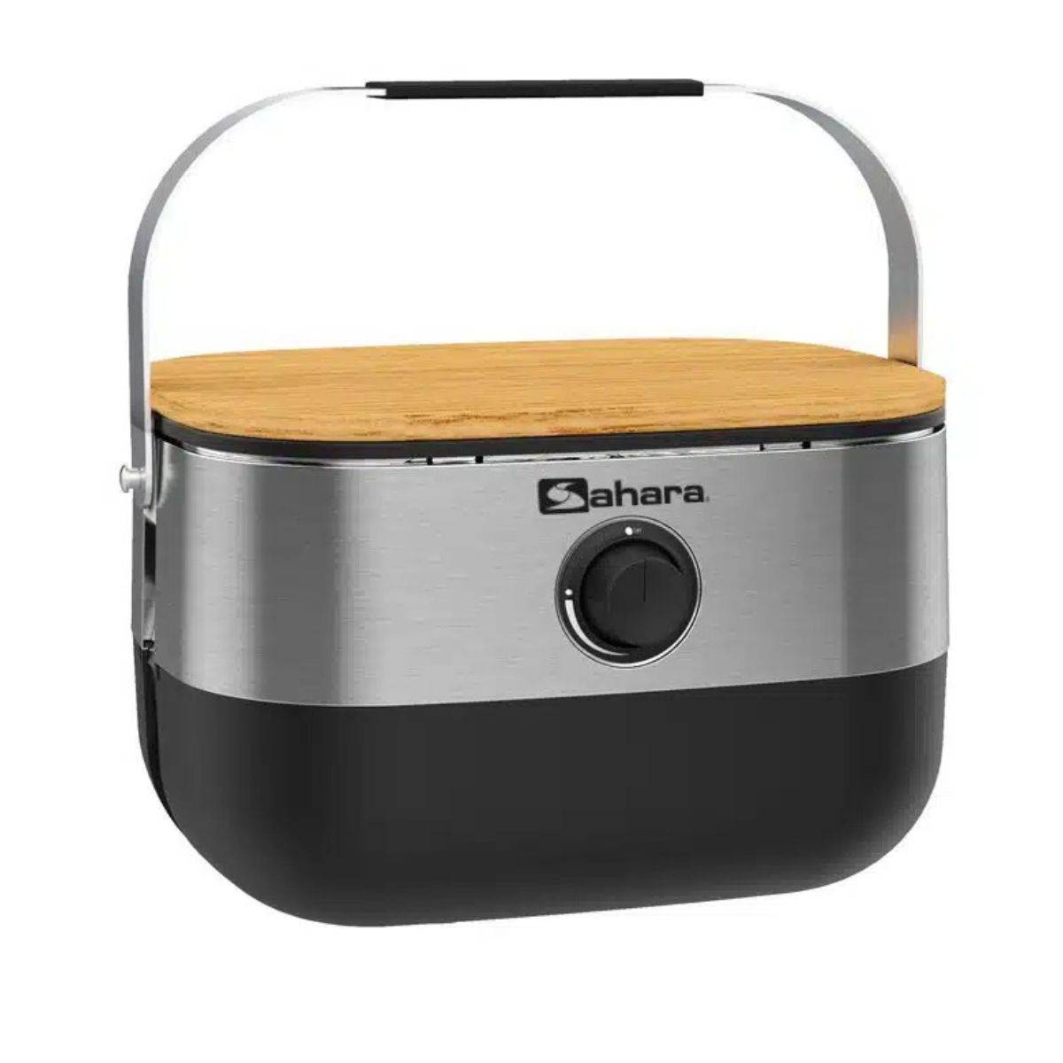 Barbecue à Gaz Portable Compact 2,7kW Grille en Fonte Mini Barbecue de Table Inox Planche à Découper Bois 2 à 4 Personnes Sahara - Image 2